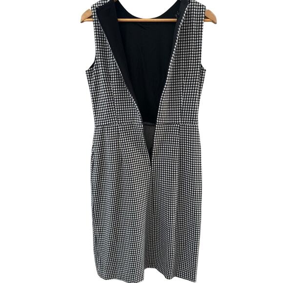 Talbots‎ Tipped Ponte Tie Neck Houndstooth Sheath Dress Black Size 6 - Picture 10 of 12